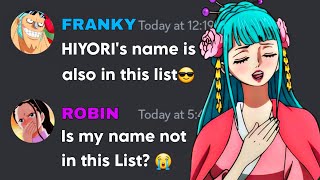 If Luffy got Zoro Waifu List  One Piece discord server [upl. by Nwahc]