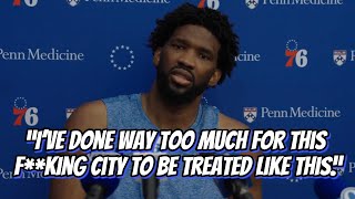 Joel Embiid BLASTS Philly media for questioning his intent to play quotits bullshtquot [upl. by Linnet]