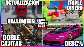 NUEVA ACTUALIZACION de HALLOWEEN DOBLE en CAJAS REGALOS TRIPLE DINERO DESC amp MÁS GTA Online [upl. by Ailem]