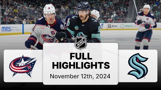 NHL Highlights  Blue Jackets vs Kraken  November 12 2024 [upl. by Okomot]