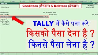 creditors and debtors in tally  debtors and creditors  how to check debtors and creditors [upl. by Suiramaj820]