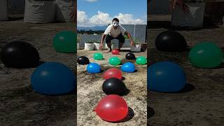 The balloon man jumps onto water balloons wonderfully funny balloon gaming challenge water [upl. by Nylegna]