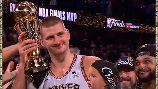 Nikola Jokic Wins 2023 NBA Finals MVP Award 🏆 [upl. by Annaeg]