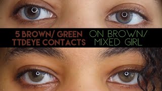 TTDeye Contact Review BROWN GREEN CONTACTS ON BROWN SKIN MIXED GIRL [upl. by Cathee155]