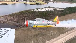 Texan T6 flight  low fly by over Hurlburt field [upl. by Ris]