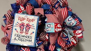 Patriotic wreath ruffle and curl  Hard Working Mom How to Wreath Kit [upl. by Kimball886]