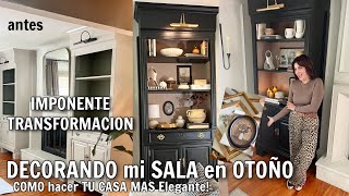 DECORACIÓN de SALA en Otoño 🍂 IMPONENTE Transformación de los LIBREROS  Ideas para decorar ELEGANTE [upl. by Grannia]