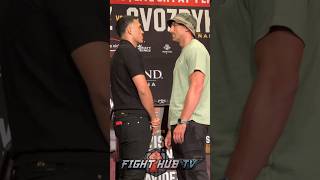 David Benavidez STARES DOWN Oleksandr Gvozdyk in FIRST face off [upl. by Gnov]