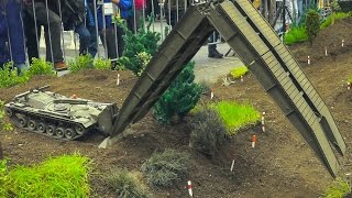 AMAZING RC MODEL BRIDGE LAYER TANK M48 PATTON AVLB IN ACTION RC MILITARY VEHICLES [upl. by Rawdan445]