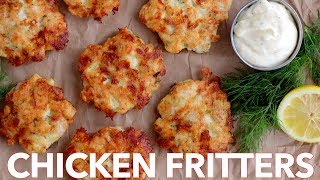 How To Make Cheesy Chicken Fritters  Must Try Chicken Patties [upl. by Enida966]