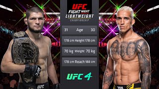 Khabib Nurmagomedov vs Charles Oliveira Full Fight  UFC Fight Of The Night [upl. by Feriga]