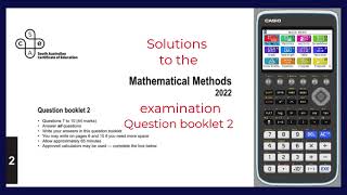 Exam Solutions  2022 SACE Mathematical Methods Exam Part 2 [upl. by Zul133]