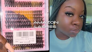 DIY LASHES AT HOME  Amazon lash clusters [upl. by Aicarg]