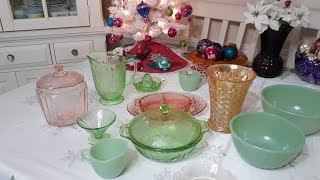 A depression glassware jadite amp a bit of carnival glass haul Melbourne Fl 222 [upl. by Erfert244]