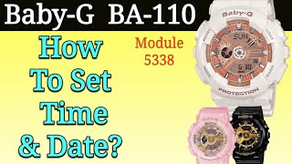 How To Set Time On Casio Baby GShock Watch Analog amp Digital  BA110  5338 [upl. by Farrell]