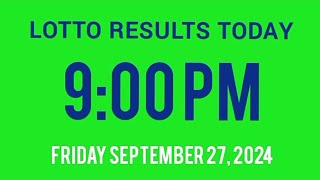 9pm Lotto Results Today September 27 2024 ez2 swertres 2d 3d pcso [upl. by Fachini]