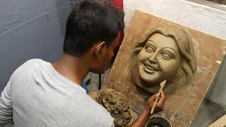 How to make face with clay  Big clay face making  clay modelling [upl. by Brebner]