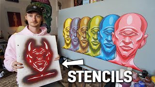 HOW TO MAKE STENCILS  EPIC MultiLayered Stencil Canvas Project [upl. by Avirt726]