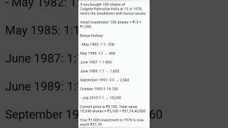 100 share of COLGATE value invested in 1978 investing stockmarket trading [upl. by Ahseiyk548]