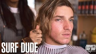 Surf Dude Hairstyle amp Haircut Tutorial featuring Tilly Maddison at Johnnys Chop Shop [upl. by Casimir497]