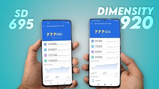Snapdragon 695 Vs Dimensity 920 ▶ Antutu Benchmark amp Specification [upl. by Fabien714]