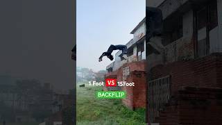 1Foot VS 15Foots BACKFLIP😨 parkour backflip flip [upl. by Lallage]