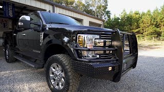 2019 F350 Install of Ranch Hand Bumpers Rough Country Leveling and Nitto Ridge Grapplers [upl. by China]