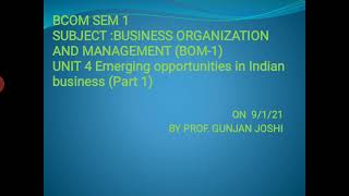 BCOM SEM 1 BOM UNIT 4 PART 1 [upl. by Sral]