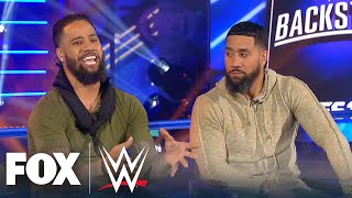 The Usos on their return to WWE tagging with Roman Reigns more  WWE BACKSTAGE  WWE ON FOX [upl. by Ntsuj]