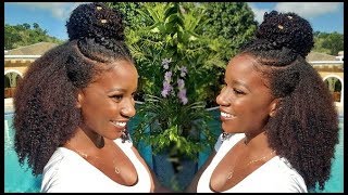 EASY Half Up Half Down on Natural Hair  with BetterLength [upl. by Haimirej614]