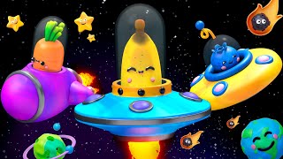 Baby Fruit Dancing in a SPACE ADVENTURE 🍎🍊🍋‍🍏🍇 Sensory Video [upl. by Sudnor]