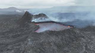 Crater and lava lake from another angle Iceland volcano  2024 June the 19th  by drone 4K 60fps [upl. by Ardnuhsal]