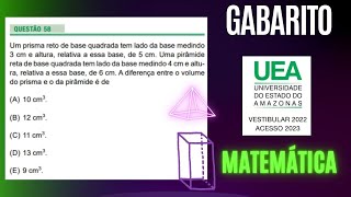 UEA 2022 ACESSO 2023  Questão58  MATEMÁTICA [upl. by Waers997]