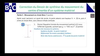 Terminale Scientifique  Correction de lexercice du mouvement du CI dun mobile partie 3 [upl. by Ynohtn]