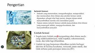 Part 1 Dasar Hukum Pengelolaan Limbah Industri Farmasi  Dr Muhammad Roil Bilad [upl. by Knowle]