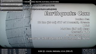 Earthquake Cam  Mouzaki Greece M68  10252018  地震ウェブカメラ [upl. by Lenrad325]