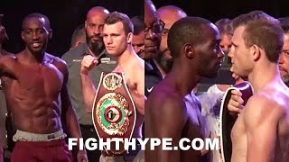 CRAWFORD VS JEFF HORN FULL WEIGHIN HORN MISSES WEIGHT 1ST TRY CRAWFORD MEAN MUGS GRABS BELT [upl. by Nicolau]