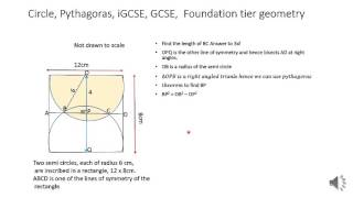 Circle Pythagoras iGCSE GCSE Foundaion Tier Geometry [upl. by Ailisab474]