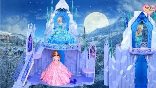 Disney Frozen Queen Elsas Ice Magic Palace Setup Königin Elsa Puppe Eispalast Barbie Istana Es [upl. by Htrap]