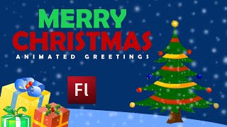 Flash Animation Tutorial  Animate Christmas Greeting Card [upl. by Nauaj]