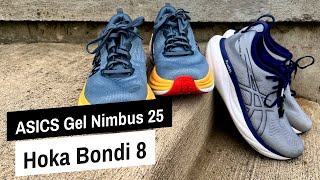 Asics Gel Nimbus 25 vs Hoka Bondi 8  Which Shoe Is Right For You [upl. by Emlynn464]