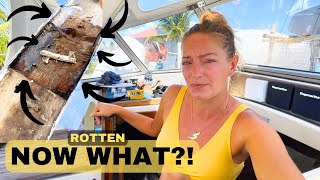 ⛵️ROTTEN BOAT  Can We SAVE IT😳  DIY Sailboat Teak Deck Removal  Hallberg Rassy 352 [upl. by Reed]