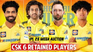 IPL 2025  CSK 6 Retained Players  CSK Retained Players 2025  CSK Squad 2025 [upl. by Clemmie]