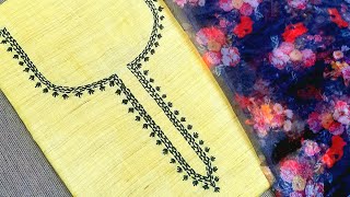 kurtisalwar neck embroidery  Beautiful and simple embroidery for beginners [upl. by Eilatam]