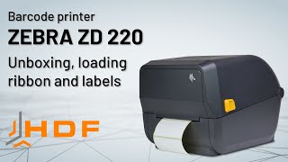 BARCODE PRINTER ZEBRA ZD220unboxloading ribbonlabels Zebra Media 2300 Wax RibbonZPerform 1000T [upl. by Eilyac]