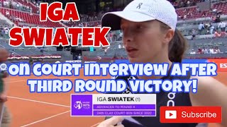 UPDATE IGA SWIATEK ON COURT INTERVIEW AFTER THIRD ROUND VICTORY IN MUTUA MADRID OPEN [upl. by Revell945]