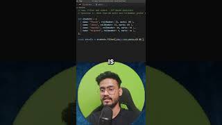 Using filter to return students with rollno more than 15🔥 javascript javascriptinterview [upl. by Ocramed567]