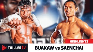 Bare Knuckle Thai Boxing Buakaw vs Saenchai Highlights [upl. by Nivac]