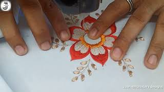 Sewing machine embroidery designs  embroidery kurti design  flower design [upl. by Hopfinger]