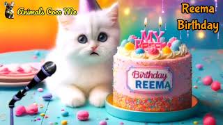 REEMA HAPPY BIRTHDAY SONG WITH NAMES  Adorable Cute Cat 😺 [upl. by Rannug]